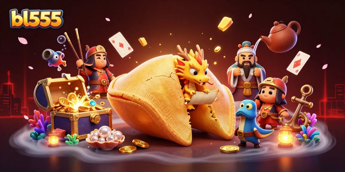 Experience the excitement of winning at bl555 with a vibrant illustration showcasing unique casino elements and characters.